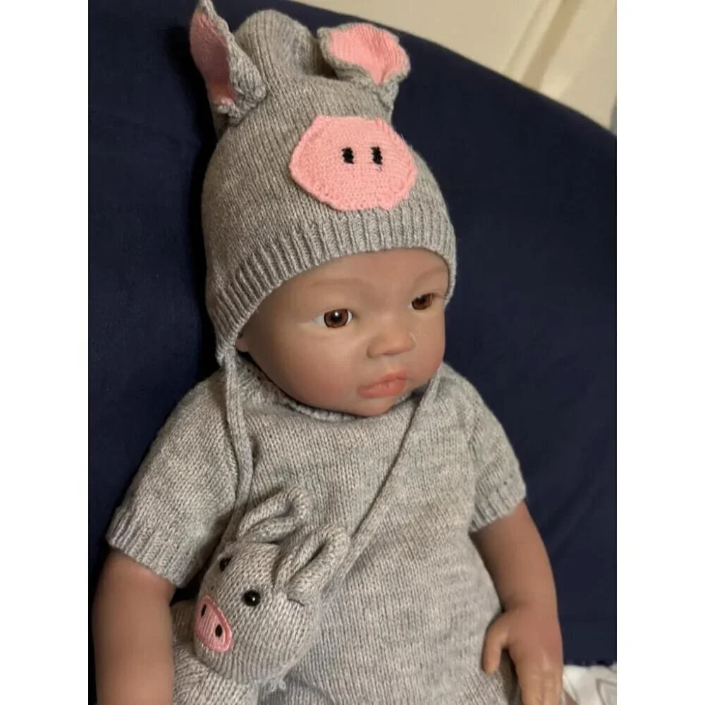 🆕18Inch Dark Skin Full Body Silicone Realistic Reborn Baby Girl Real Life Dolls